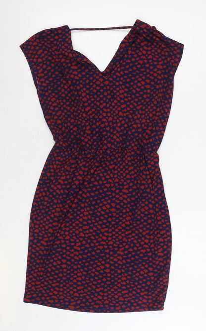 NEXT Womens Multicoloured Geometric Polyester Sheath Size 12 V-Neck Pullover