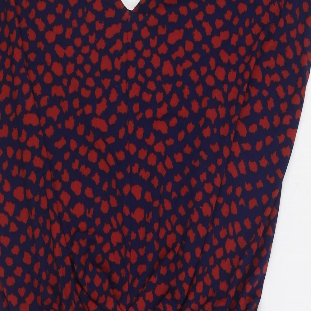 NEXT Womens Multicoloured Geometric Polyester Sheath Size 12 V-Neck Pullover