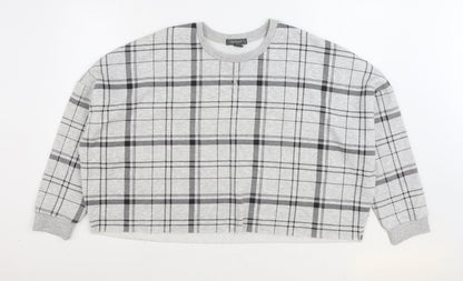 Primark Womens Grey Plaid Cotton Pullover Sweatshirt Size XL Pullover - Cropped