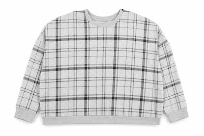 Primark Womens Grey Plaid Cotton Pullover Sweatshirt Size XL Pullover - Cropped