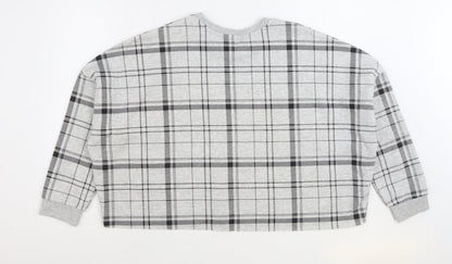 Primark Womens Grey Plaid Cotton Pullover Sweatshirt Size XL Pullover - Cropped