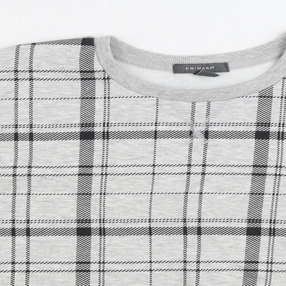 Primark Womens Grey Plaid Cotton Pullover Sweatshirt Size XL Pullover - Cropped