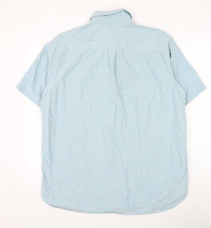 Mens UK Size L BHS Blue  Button-Up Short Sleeve Casual Shirt