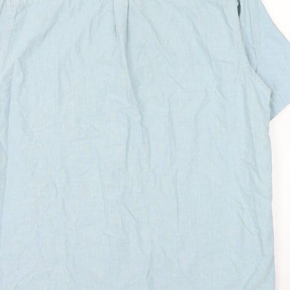 Mens UK Size L BHS Blue  Button-Up Short Sleeve Casual Shirt