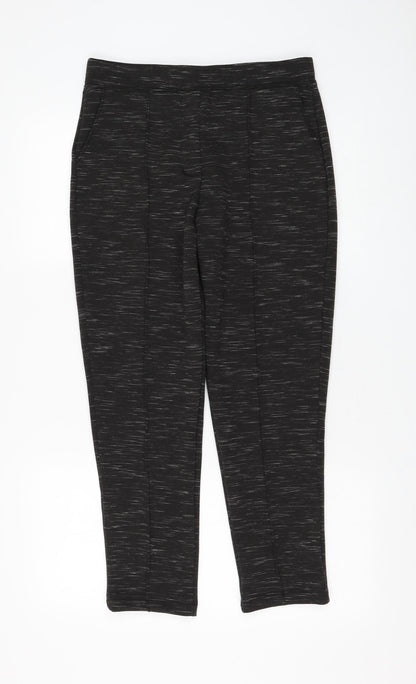 Marks and Spencer Womens Black Striped Polyester Jogger Trousers Size 10 L26 in Regular