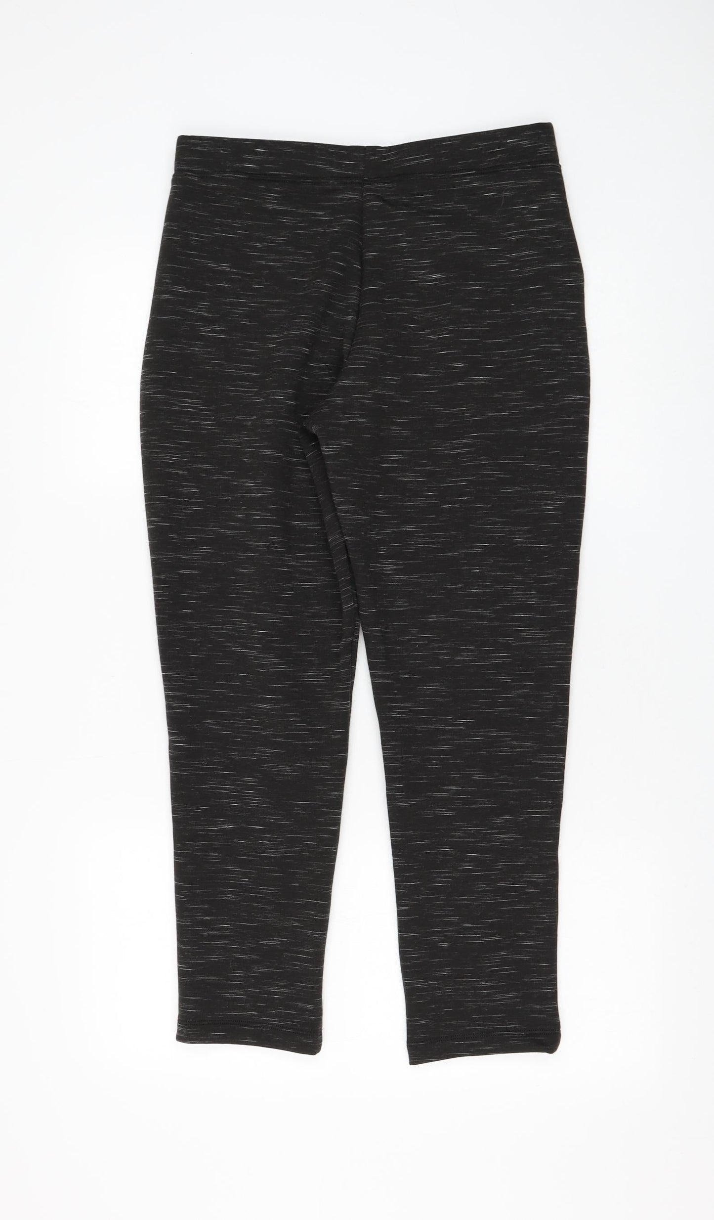 Marks and Spencer Womens Black Striped Polyester Jogger Trousers Size 10 L26 in Regular