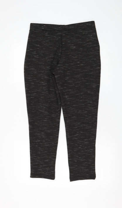 Marks and Spencer Womens Black Striped Polyester Jogger Trousers Size 10 L26 in Regular