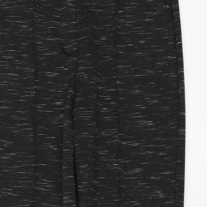 Marks and Spencer Womens Black Striped Polyester Jogger Trousers Size 10 L26 in Regular