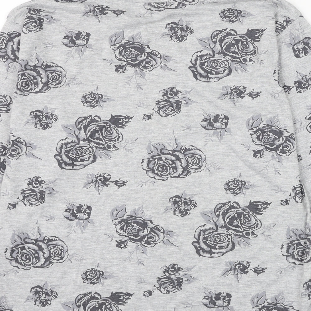 Chase Casuals Womens Grey High Neck Floral Polyester Pullover Jumper Size 14