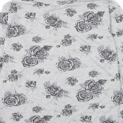 Chase Casuals Womens Grey High Neck Floral Polyester Pullover Jumper Size 14