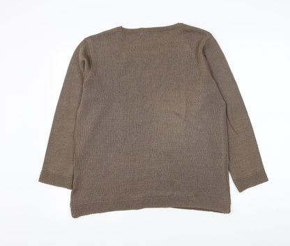 Womens UK Size M BASSINI Brown Pullover Jumper