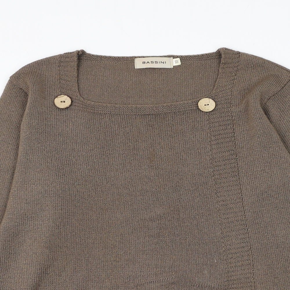 Womens UK Size M BASSINI Brown Pullover Jumper