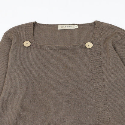 Womens UK Size M BASSINI Brown Pullover Jumper