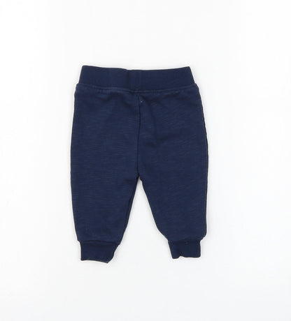 Primark Boys Blue Cotton Jogger Trousers Size 3-6 Months Drawstring