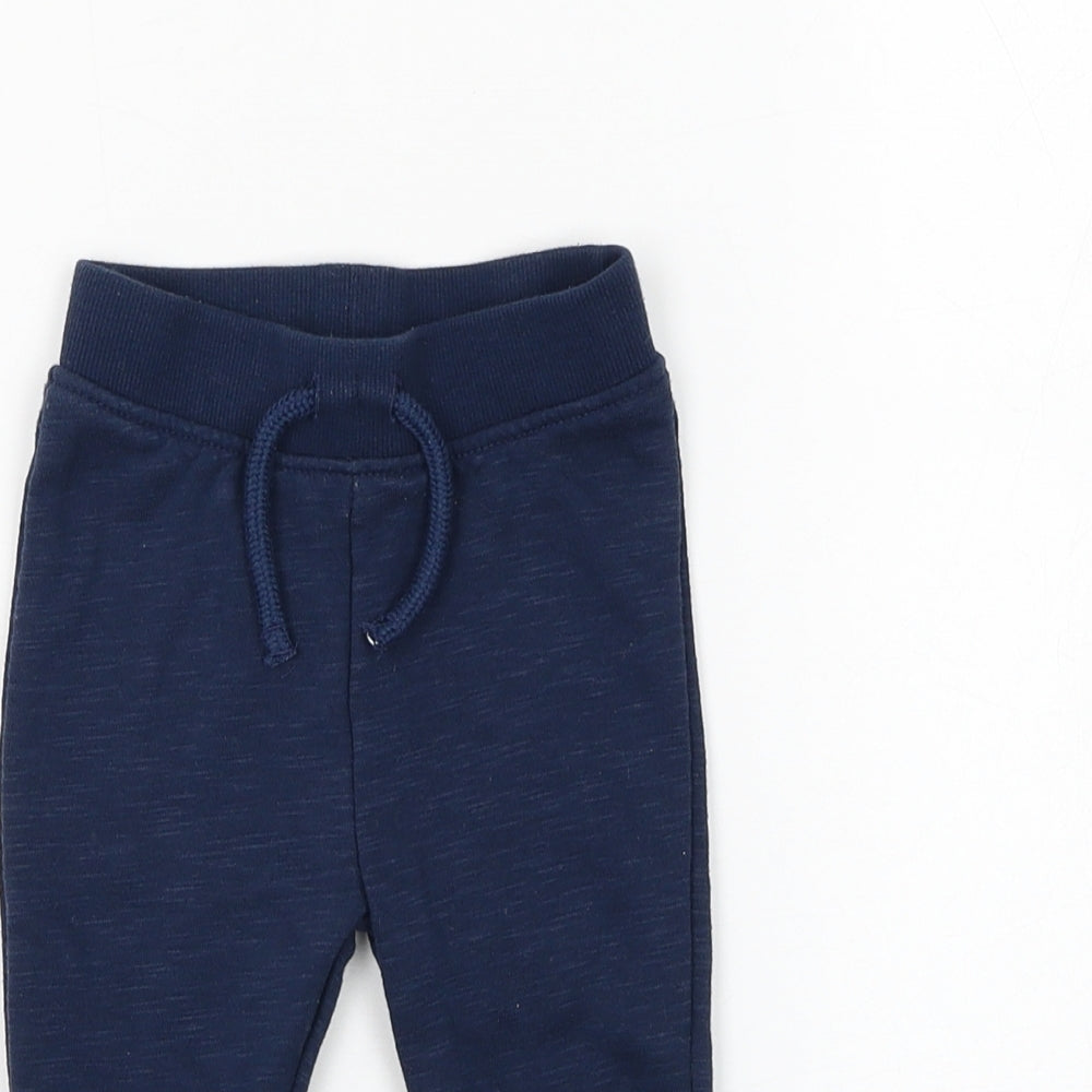 Primark Boys Blue Cotton Jogger Trousers Size 3-6 Months Drawstring