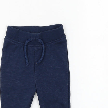 Primark Boys Blue Cotton Jogger Trousers Size 3-6 Months Drawstring