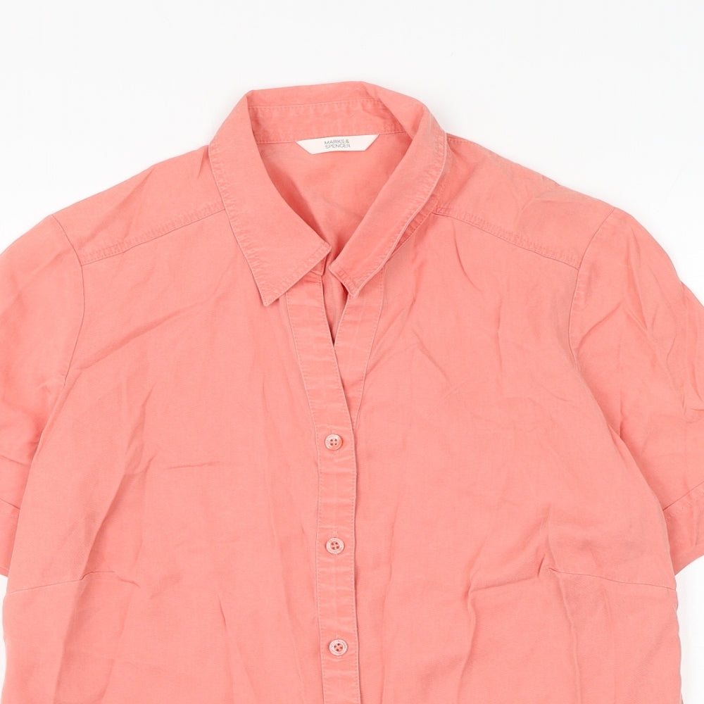 Womens UK Size 14 Marks and Spencer Pink Basic Button-Up