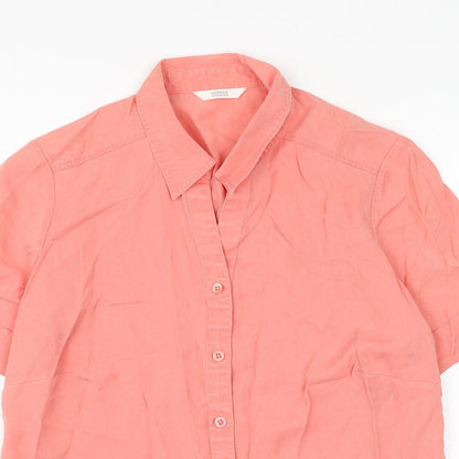Womens UK Size 14 Marks and Spencer Pink Basic Button-Up