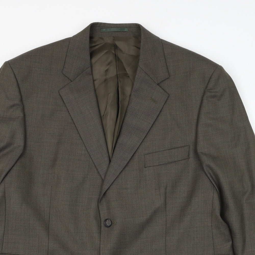 Mens UK Size 44 Pinstripe Regular Green Suit Jacket