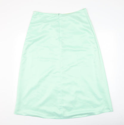 Preworn Womens Green Polyester A-Line Skirt Size 36 in Zip
