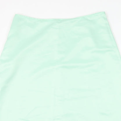 Preworn Womens Green Polyester A-Line Skirt Size 36 in Zip