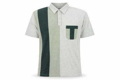 Berkertex Mens Green Colourblock Cotton Polo Size XL Collared Button