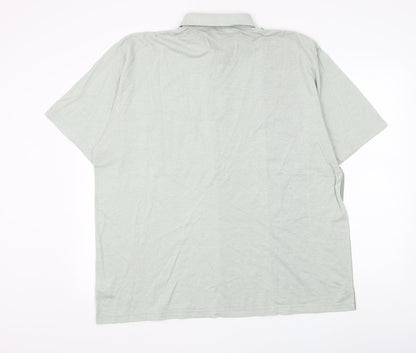 Berkertex Mens Green Colourblock Cotton Polo Size XL Collared Button