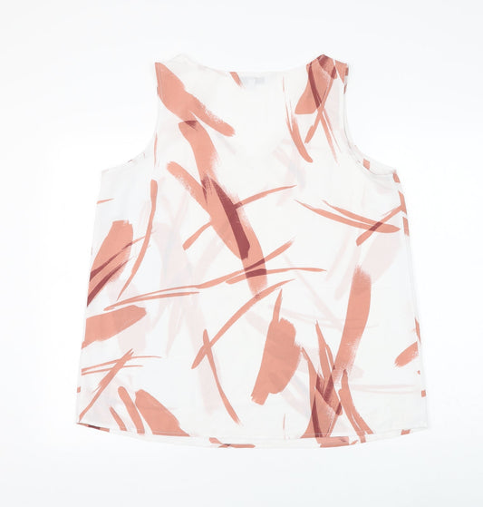 Capsule Womens White Geometric Polyester Basic Blouse V-Neck