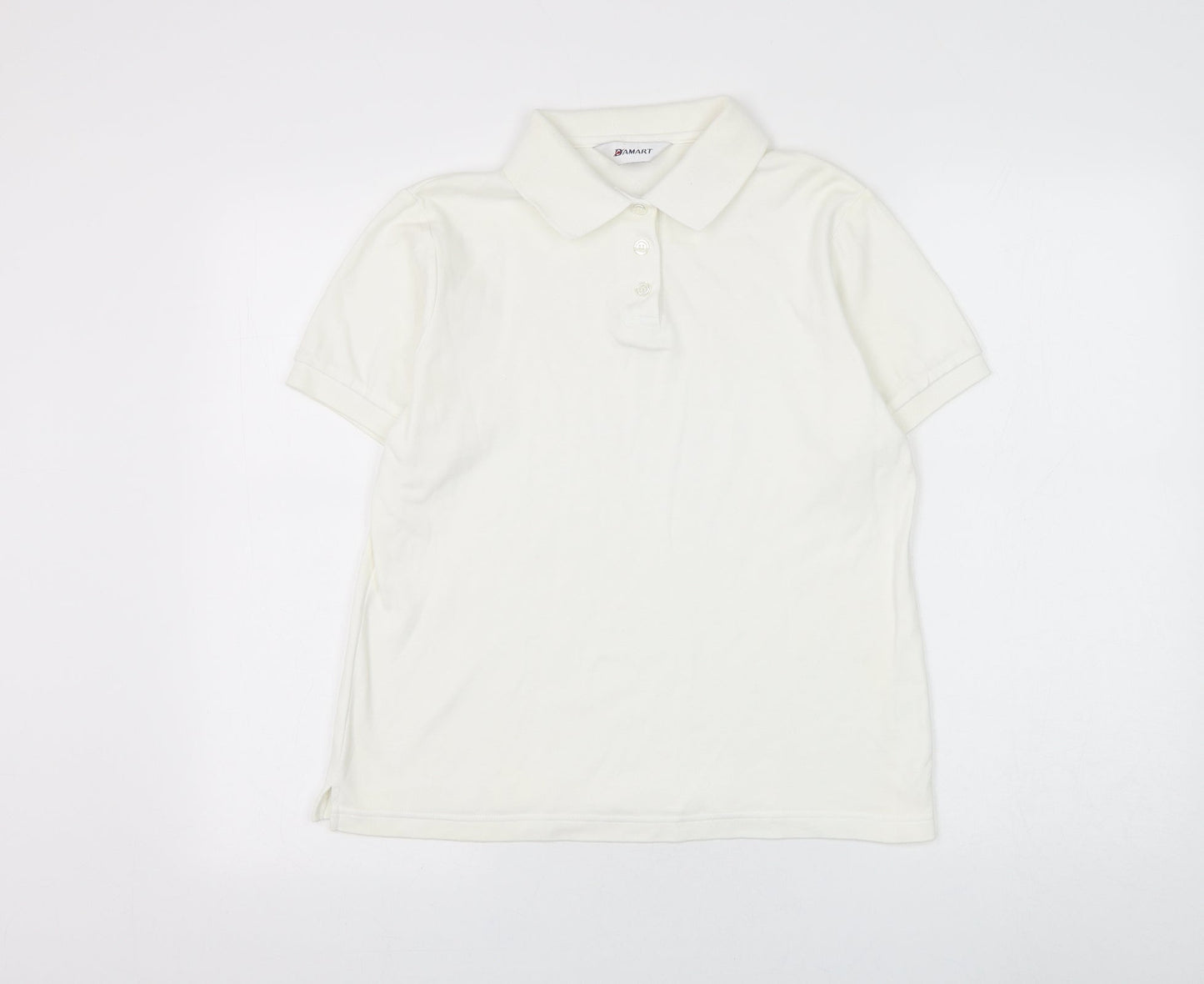 Damart Womens White Cotton Basic Polo Size 12 Collared