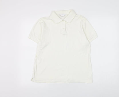 Damart Womens White Cotton Basic Polo Size 12 Collared