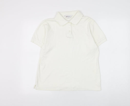 Damart Womens White Cotton Basic Polo Size 12 Collared