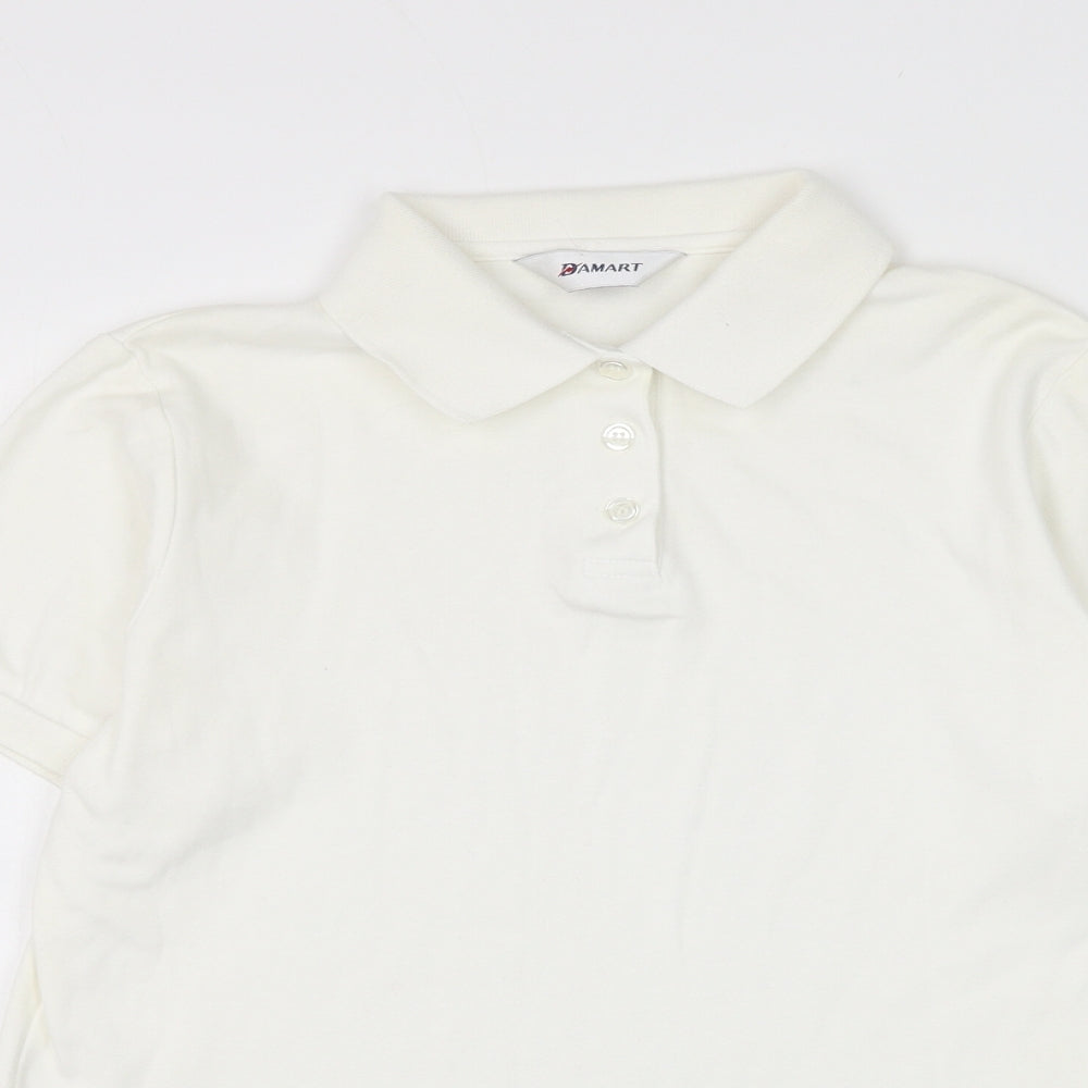 Damart Womens White Cotton Basic Polo Size 12 Collared