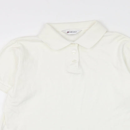 Damart Womens White Cotton Basic Polo Size 12 Collared