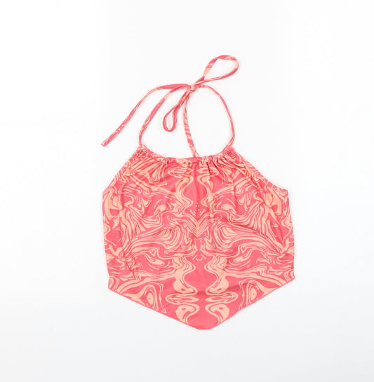 SheIn Womens Pink Geometric Polyester Cropped Tank Size S Halter