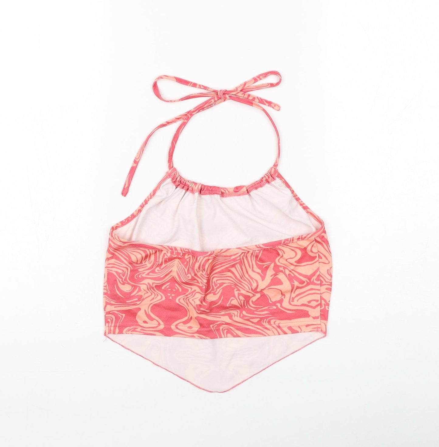 SheIn Womens Pink Geometric Polyester Cropped Tank Size S Halter