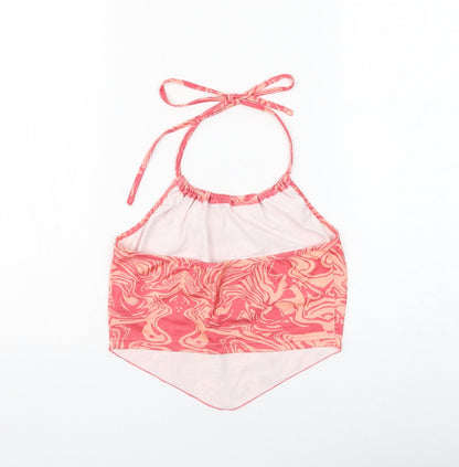 SheIn Womens Pink Geometric Polyester Cropped Tank Size S Halter