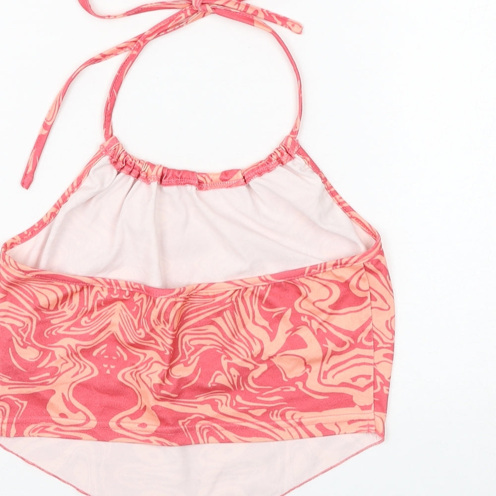 SheIn Womens Pink Geometric Polyester Cropped Tank Size S Halter