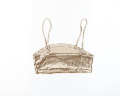 Womens UK Size 8 PRETTYLITTLETHING Gold Cropped Tank