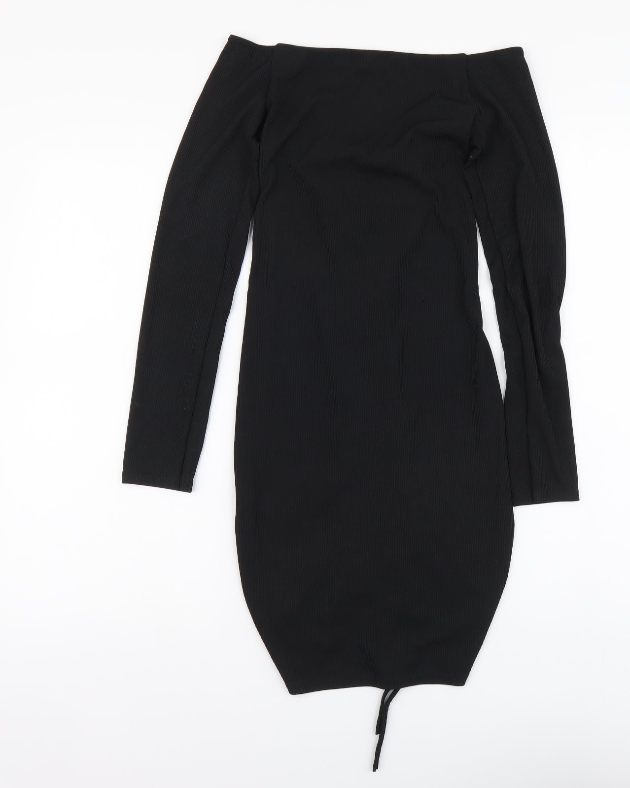 PRETTYLITTLETHING Womens Black Polyester Bodycon Size 10 Off the Shoulder Pullover