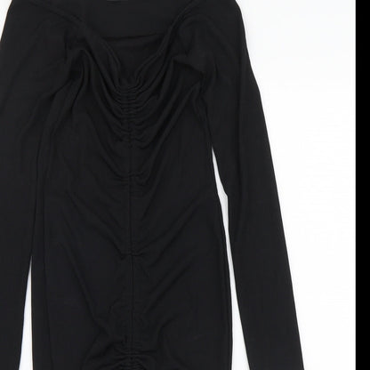 PRETTYLITTLETHING Womens Black Polyester Bodycon Size 10 Off the Shoulder Pullover