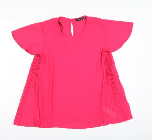 Atmosphere Womens Pink Polyester Basic Blouse Size 8 Round Neck