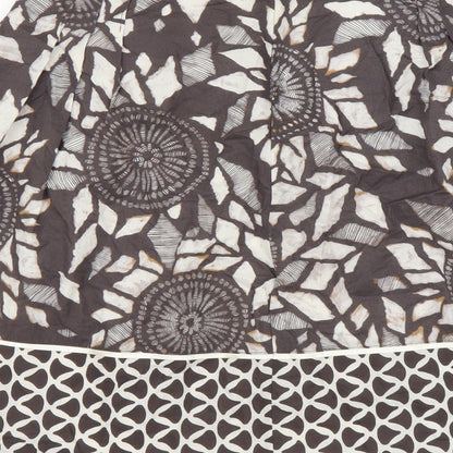 Marks and Spencer Womens Brown Geometric Cotton A-Line Skirt Size 8 Zip