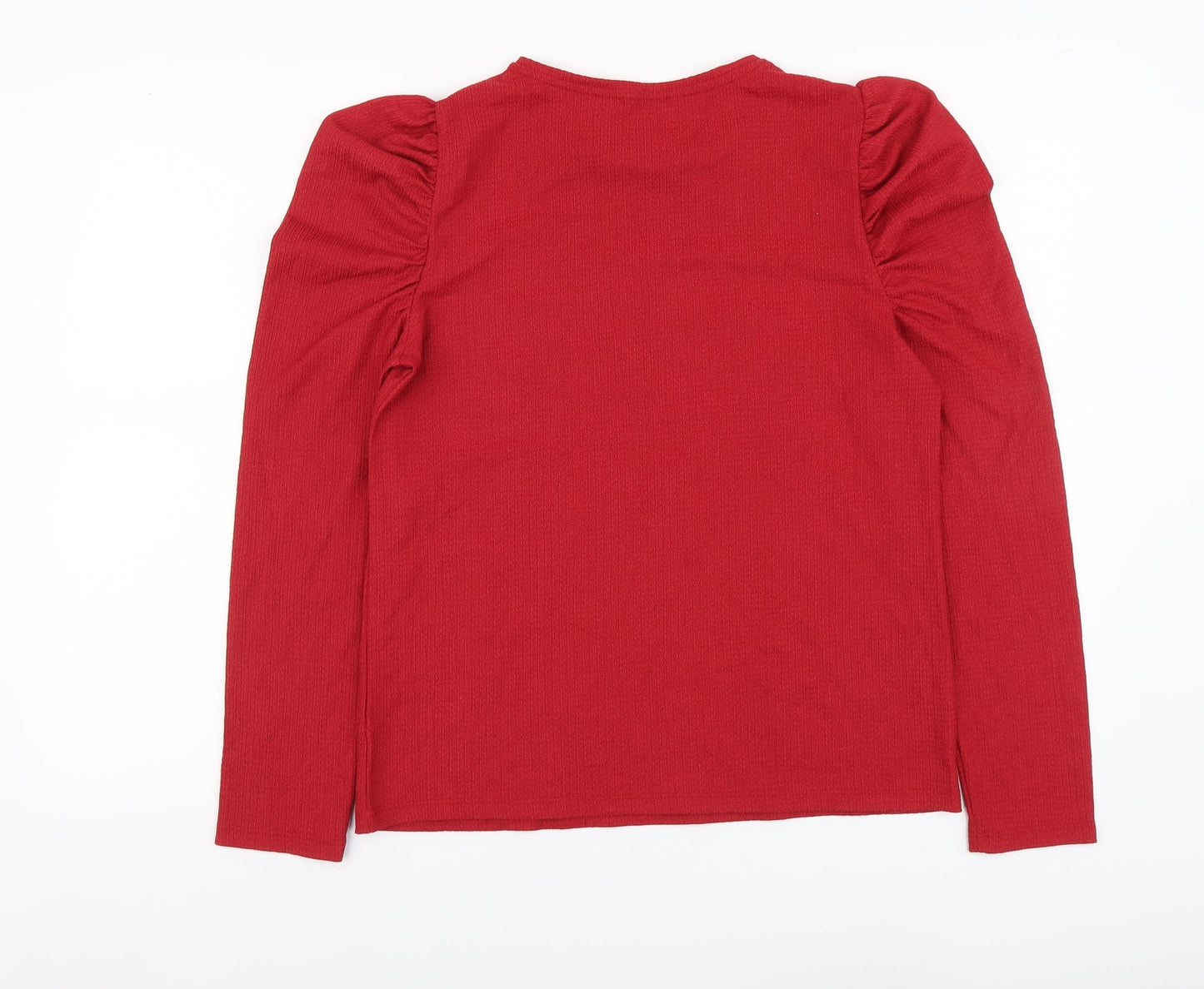 F&F Womens Red Polyester Basic Blouse Size 8 Round Neck