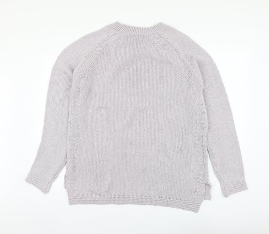 F&F Womens Grey Round Neck Acrylic Pullover Jumper Size 12