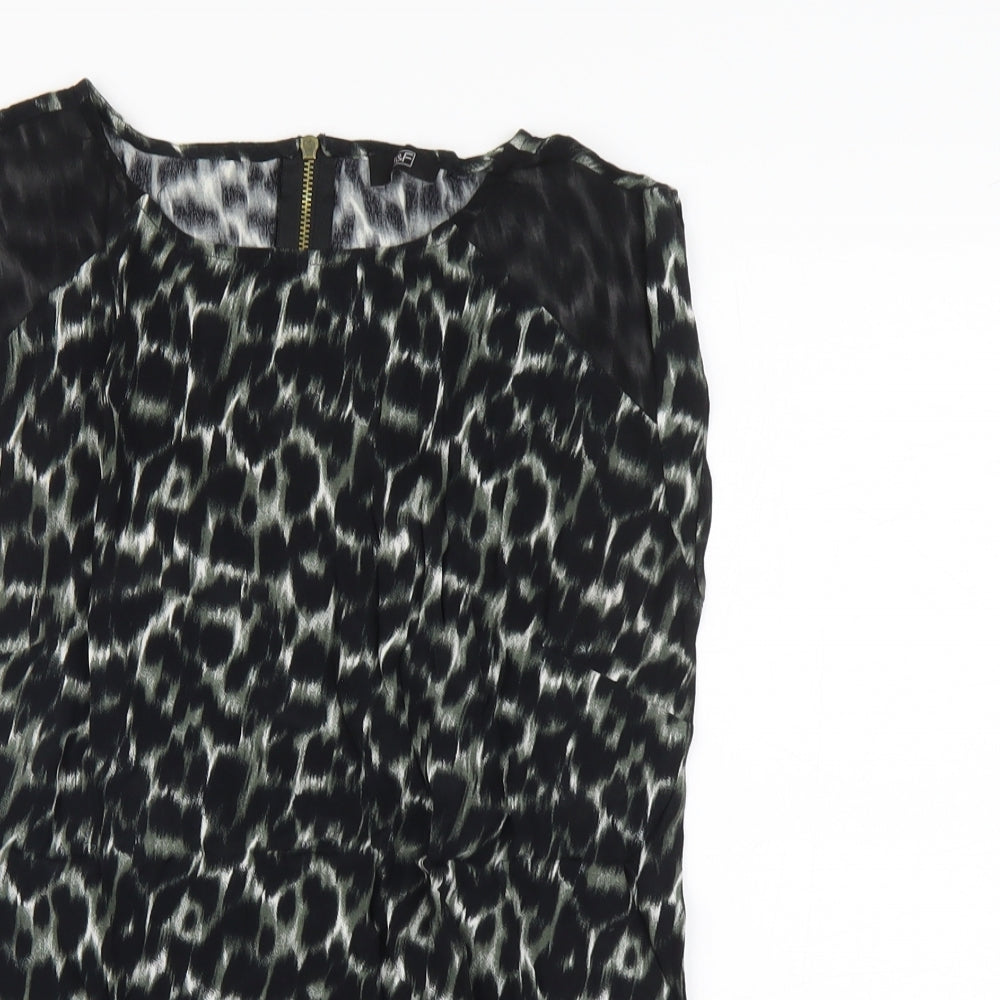 F&F Womens Green Animal Print Polyester Basic Blouse Size 6 Round Neck