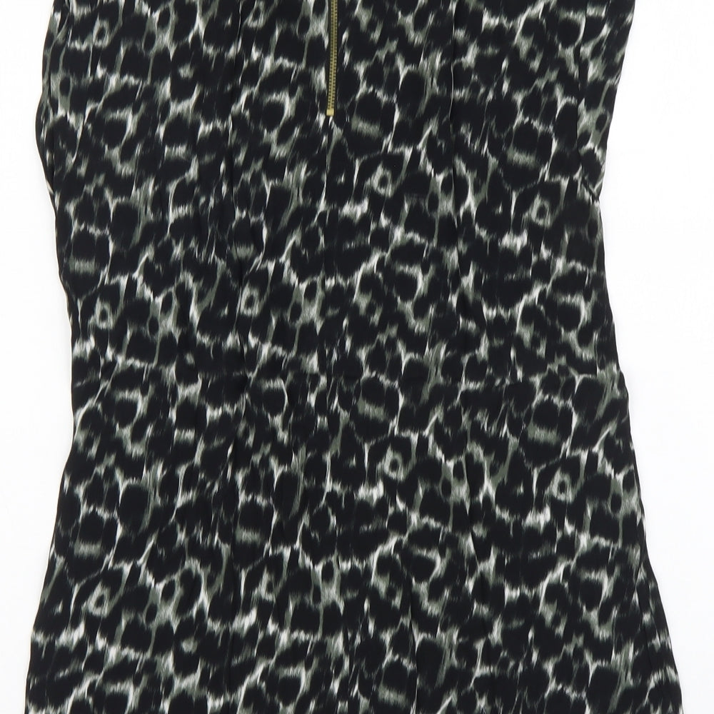 F&F Womens Green Animal Print Polyester Basic Blouse Size 6 Round Neck