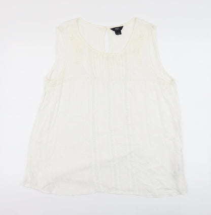 F&F Womens Ivory Viscose Basic Tank Size 14 Round Neck
