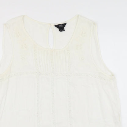 F&F Womens Ivory Viscose Basic Tank Size 14 Round Neck