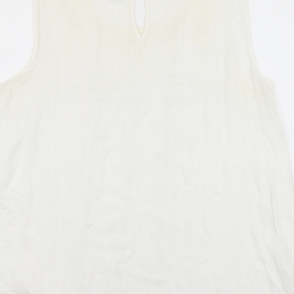 F&F Womens Ivory Viscose Basic Tank Size 14 Round Neck