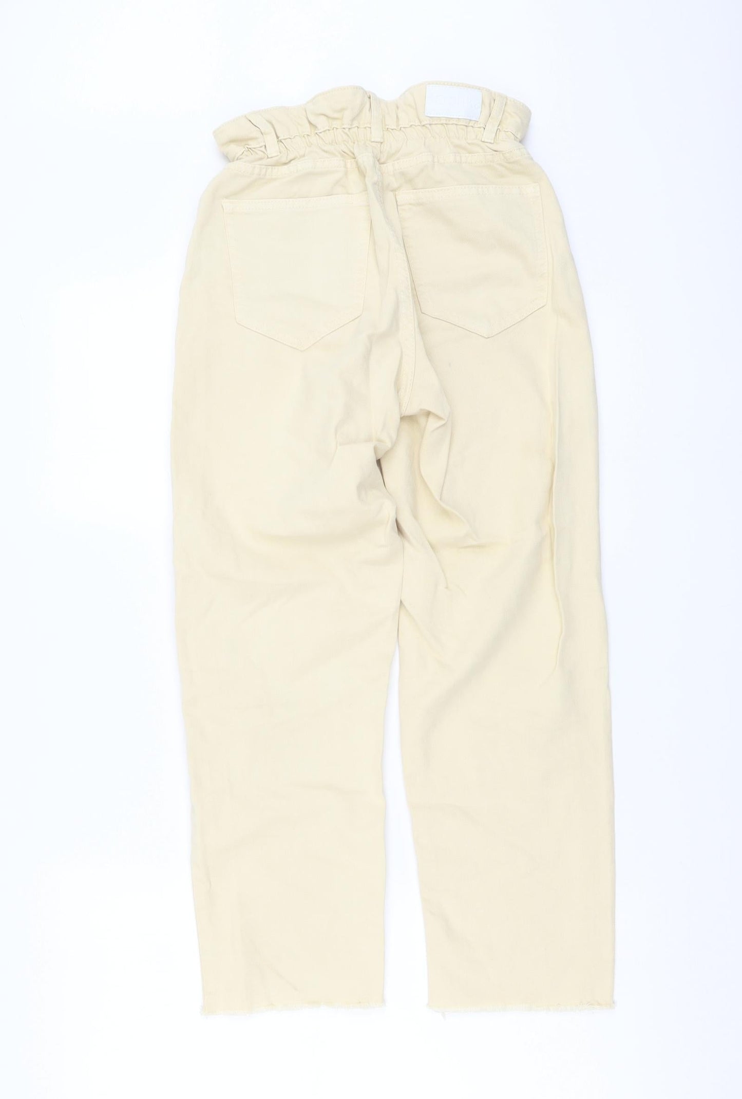 Bershka Womens Beige Cotton Straight Jeans Size XS L25 in Regular Button